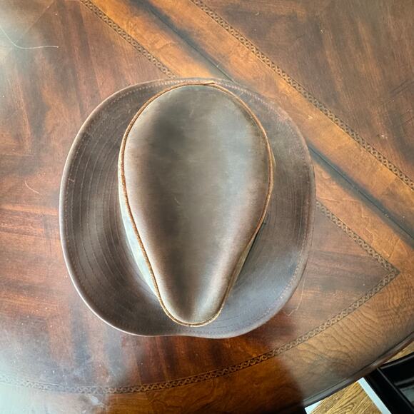 Henschel Hat Company USA HH Brown Leather Western Cowboy Hat Size Large - Picture 3 of 9